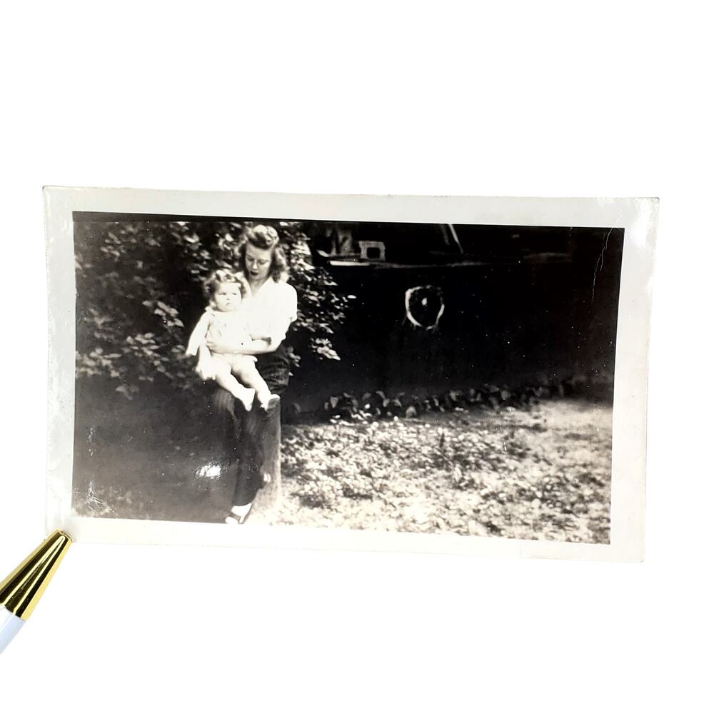 Vtg Mother with Her Child Original Monochrome Photography Found Snapshot